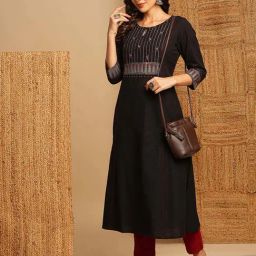Kami Kubi Black Cotton Printed Straight Kurta-picture-20
