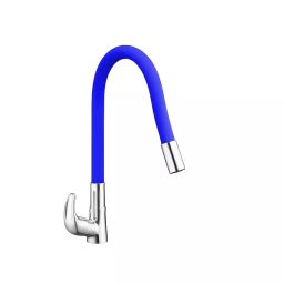 Jabra Single Flow Swan Cock Cosmo Series Brass Chrome Finish Deck Mount Blue & Silver-image-86