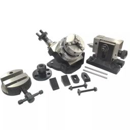 Assorts Tilting Rotary Table 80 mm (3 Inch) with 65 mm 3 Jaws Self Centering Chuck, Back Plate, ER16, Round Vice, M6 Clamp Kit & Tailstock-picture-23