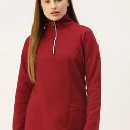 BRINNS Women Maroon Solid  Sweatshirt-image-95