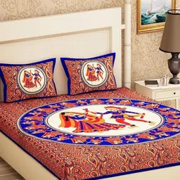 METRO LIVING Blue 104 TC Queen Bedsheet with 2 Pillow Covers-image-57