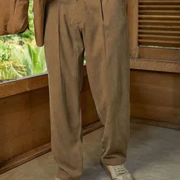 Campus Sutra Relaxed Fit Pleated Comfort Cotton Trouser-picture-33