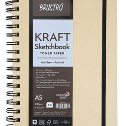 Brustro Size A5 100 GSM Kraft Sketchbook White - 200 Sheets-image-8