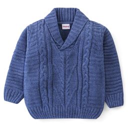 Babyhug Acrylic Knit Full Sleeves Solid Color Sweater - Blue-image-82
