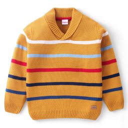 Babyhug Full Sleeves Acrylic Pullover Sweater - Mustard-image-1