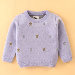 Yellow Apple Acrylic Full Sleeves Pullover Star Design - Lilac-image-96
