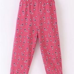 Fido Cotton Jersey Knit Full Length Leggings Floral Print - Fuchsia-image-88