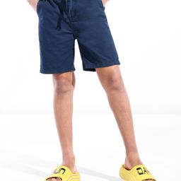 Pine Kids Cotton Woven Above Knee Length Shorts with Adjustable Elasticated Waist Solid Colour - Navy Blue-image-46