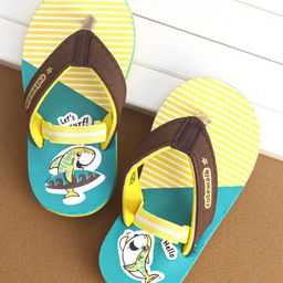 Cute Walk by Babyhug Flip Flops with Back Strap Whale Print - Yellow-image-36