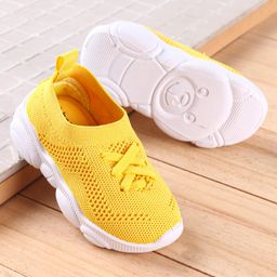 Babyoye Slip On Sneakers with Lace Detailing - Yellow-image-102
