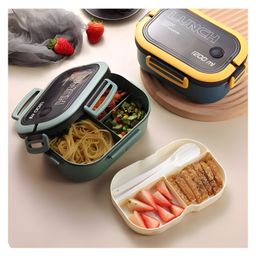 COZY VIBES Portable Sealed Lunch Box, Student Lunch Box, With Fork, Spoon, Prevent Odor, School-PACK OF 1-COLOR MAY VARY-3