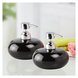 Ceramic Soap Dispenser for handwash for Bathroom, Black, (Set of 2) (9662)- 300 ml-10