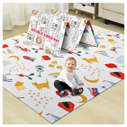 Zest 4 Toyz Play Mat For Baby Zoo Double Sided Waterproof & Extra Large Anti-Slip Folding Mats Infant Gym Water Resistant Play & Crawl Carpet For Babies - White-17
