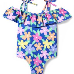 Babyhug Water Repellant Sleeveless V Cut Swimsuit with Floral Print - Navy Blue-17