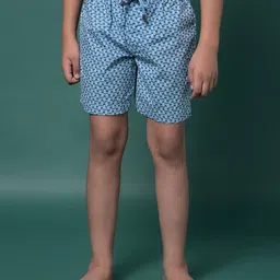CRIMSOUNE CLUB Cotton Woven Abstract Printed Shorts - Blue-picture-40