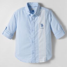 US Polo Assn Cotton Woven Full Sleeves Cut & Sew Shirt - Light Blue-picture-36