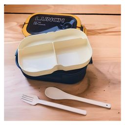 COZY VIBES Portable Sealed Lunch Box, Student Lunch Box, With Fork, Spoon, Prevent Odor, School-PACK OF 1-COLOR MAY VARY image 2