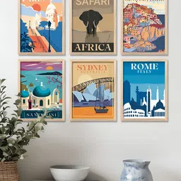 Kotart Brown & Blue 6 and more Piece Wood Abstract Wall Paintings-image-70