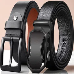 Provogue Men Pack of 2 Textured Leather Formal Belt-image-14