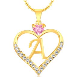 Heer Collection Gold-Plated Heart Shaped Pendants with Chains-picture-33
