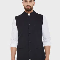 Hypernation Men Woven Pure Cotton Nehru Jackets-image-3