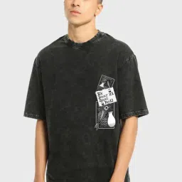 Bewakoof Black Cotton Oversized Fit Graphic T-Shirt-image-64