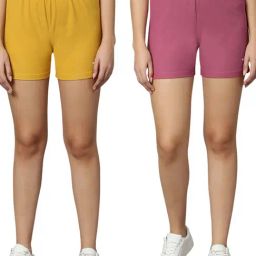 Omtex Mustard & Pink Mid Rise Sports Shorts - Pack Of 2-picture-15
