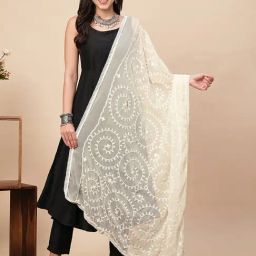 Globus Off White Silk Embroidered Dupatta-image-71