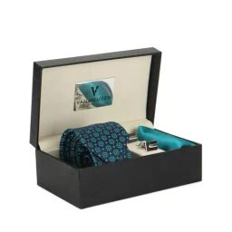 Van Heusen Green Printed Tie Pocket Square and Cufflink-image-42