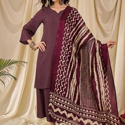 InWeave Women Regular Kurta with Palazzos & With Dupatta-image-74
