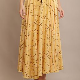 Raabta Fashion  Printed Crepe Flared Maxi Skirt-image-33