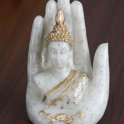 eCraftIndia Dotted White and Golden Palm Buddha Handcrafted Decorative Polyresin Figurine-image-82