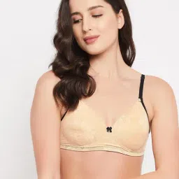 Clovia Beige Self Print Padded Bra-image-65