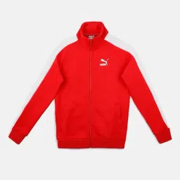 Puma Kids Red & White Cotton Color Block Sweatshirt-image-100