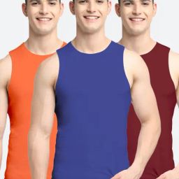 Friskers Multi Cotton Slim Fit Vest - Pack of 3-image-47