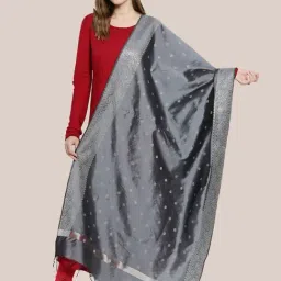 Dupatta Bazaar Grey Woven Pattern Dupatta-picture-23