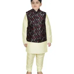 SG Yuvraj Kids Navy & Cream Printed Full Sleeves Kurta Set-image-29
