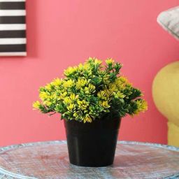 Foliyaj Yellow Plastic Artificial Plant With Cluster Shaped Leaves-image-34
