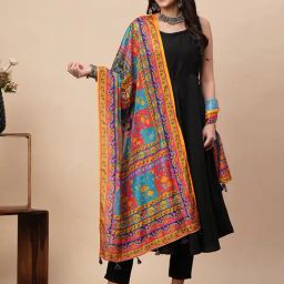 Globus Multicolor Silk Printed Dupatta-18