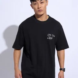 People By Pantaloons Jet Black Boxy Fit Printed T-Shirt-image-22