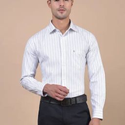 Cantabil Blue Regular Fit Stripes Formal Shirt-picture-41