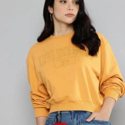 Levi's Women's Yellow Graphic Print Regular Fit Sweatshirt-image-29