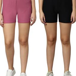 Omtex Black & Pink Mid Rise Sports Shorts - Pack Of 2-image-95