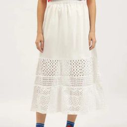 United Colors Of Benetton White Pure Cotton Regular Fit Embroidered Skirt-picture-15