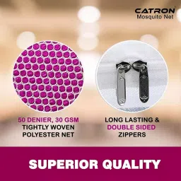 CATRON Foldable Mosquito Net/Machhardani Polyester for Dubble Bed, Strong 30GSM Net Pink image 3