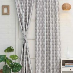 Ariana Bloom Grey Polyester 7ft Door Eyelet Curtain-image-87