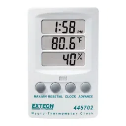 EXTECH INSTRUMENTS Hygro-Thermometer Clock, Rh/Temp, 445702-26