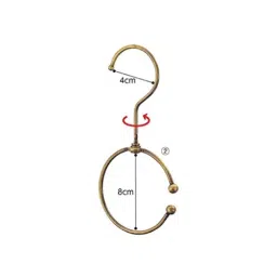 AS ONE Round Hook for Display W8.5 cm×H17.5 cm×Φ4 mm Size Antique Gold-Plated Steel Antique Gold, 61-197-10-2 (Set of 5 pcs)-86