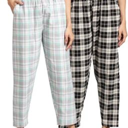 Kryptic Blue & Black Cotton Checks Lounge Pants (Pack Of 2)-picture-12