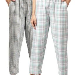 Kryptic Grey & Blue Cotton Checks Lounge Pants (Pack Of 2)-image-19